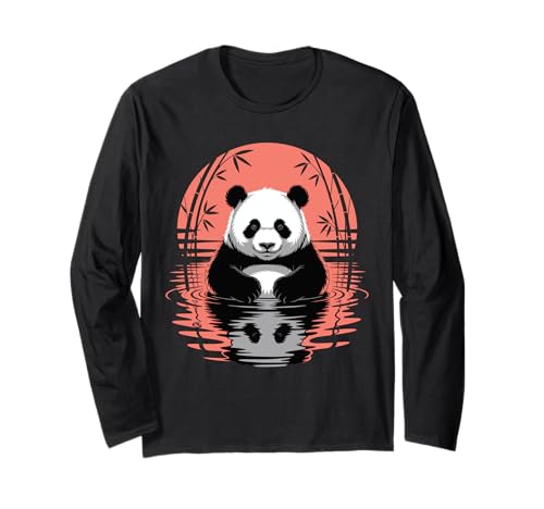 Retro Panda Bär Ästhetische Grafik Herren Damen Lustiger Panda Langarmshirt von Retro Panda Bear Aesthetic Graphic Design