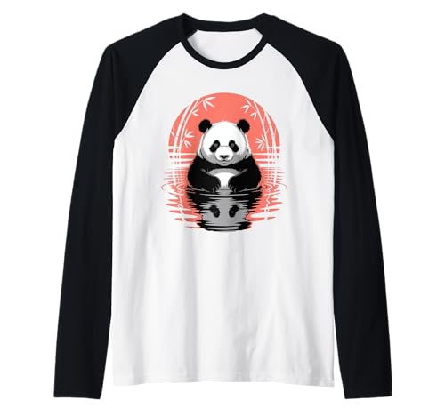 Retro Panda Bär Ästhetische Grafik Herren Damen Lustiger Panda Raglan von Retro Panda Bear Aesthetic Graphic Design