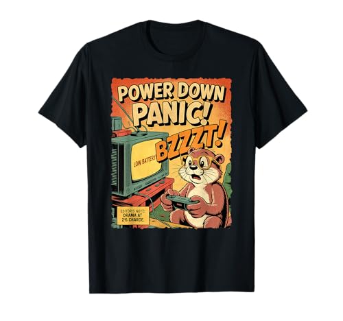 Lustiger niedlicher Otter Gamer Retro Comic Konsole Videospiel Kinder T-Shirt von Retro Panels – Otter Gaming Comic Panic