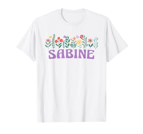 Wildflower Floral Sabine Vorname Muttertag Frauen T-Shirt von Retro Personalized Girl Name Tees
