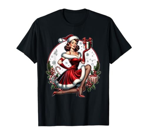 Weihnachten PinUp Mädchen mit Nikolausmütze für Männer Frauen T-Shirt Weihnachten PinUp Mädchen mit Nikolausmütze für Männer Frauen T-Shirt von Retro PinUp Girl Christmas Vintage Graphic