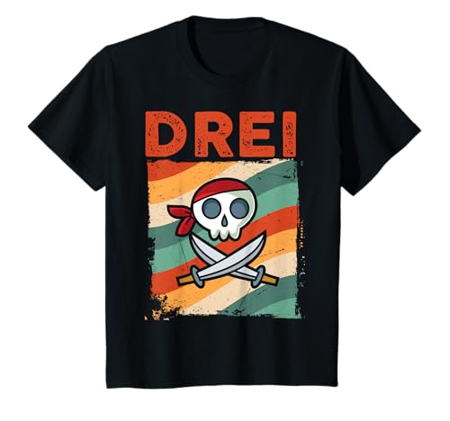 3. Geburtstag Cooles Pirat 3 Jahre Jungen Mädchen Kinder T-Shirt von Retro Pirat Coole KinderGeburtstag Designs