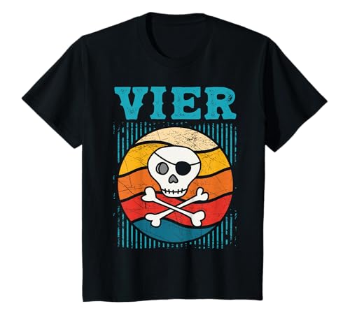 4. Geburtstag Cooles Pirat 4 Jahre Jungen Mädchen Kinder T-Shirt von Retro Pirat Coole KinderGeburtstag Designs