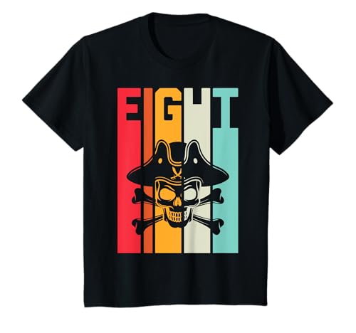 8. Geburtstag Cooles Pirat 8 Jahre Jungen Mädchen T-Shirt von Retro Pirat Coole KinderGeburtstag Designs