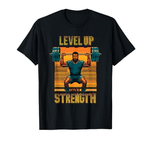 Level Up Strength Retro Gaming Pixel für Männer T-Shirt von Retro Pixel Fitness Gamer Artwork Co.