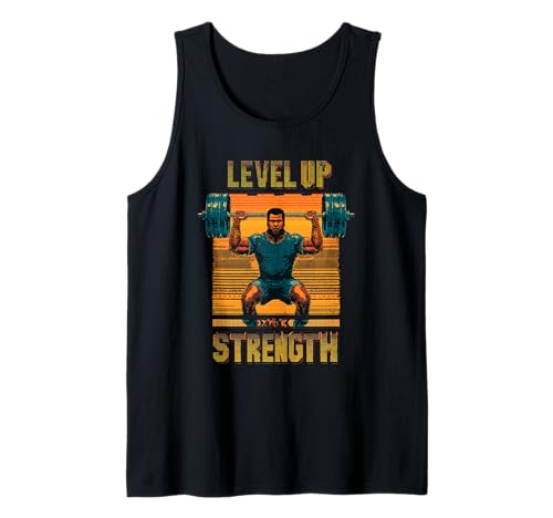 Level Up Strength Retro Gaming Pixel für Männer Tank Top von Retro Pixel Fitness Gamer Artwork Co.