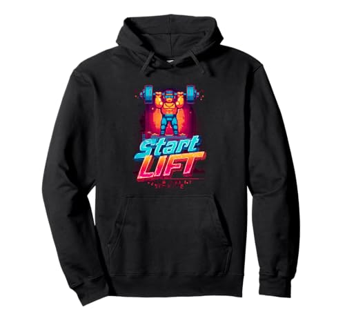 Start Lift Strength Retro Gaming Pixel für Männer Pullover Hoodie von Retro Pixel Fitness Gamer Artwork Co.
