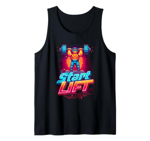 Start Lift Strength Retro Gaming Pixel für Männer Tank Top von Retro Pixel Fitness Gamer Artwork Co.
