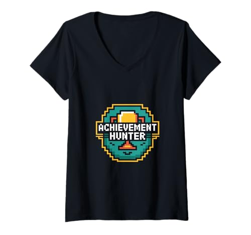 Damen Achievement Hunter Retro Pixel Gamer Trophäe Erfolg T-Shirt mit V-Ausschnitt Damen Achievement Hunter Retro Pixel Gamer Trophäe Erfolg T-Shirt mit V-Ausschnitt von Retro Pixel Gamer Trophäe Erfolg Zocker Arcade