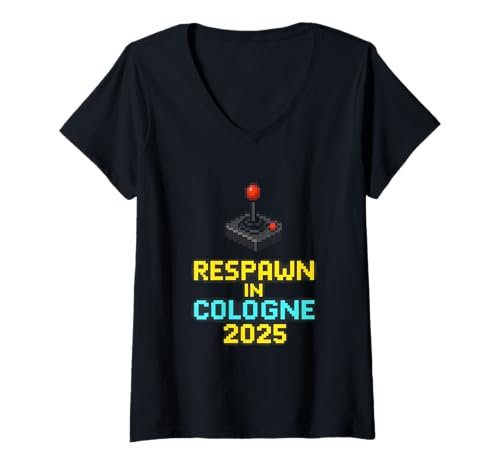 Damen Respawn in Köln 2025 Pixel Joystick Retro Gaming T-Shirt mit V-Ausschnitt Damen Respawn in Köln 2025 Pixel Joystick Retro Gaming T-Shirt mit V-Ausschnitt von Retro Pixel Vibes
