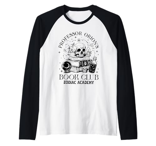 Professor Orions Book Club Halloween Skull Book Lover Damen Raglan von Retro Professor Orions Book Club Halloween Skull
