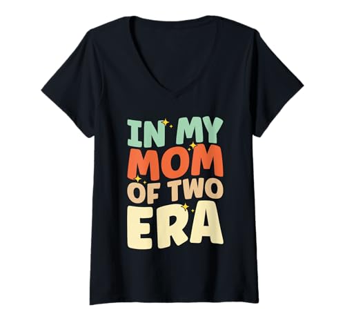 Damen In meiner Mutter von Zwillingen aus Zwei Epochen Mama Muttertag Mutterschaft T-Shirt mit V-Ausschnitt von Retro Proud Mom Of Twins Mother Gifts Mama Mommy