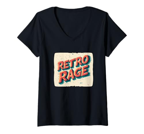 Damen Tolles Retro-Emblem für Mann und Frau T-Shirt mit V-Ausschnitt von Retro Rage Outfit