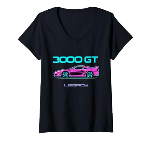 Damen Vermächtnis: Synthwave Style 3000 GT T-Shirt mit V-Ausschnitt Damen Vermächtnis: Synthwave Style 3000 GT T-Shirt mit V-Ausschnitt von Retro Rides Revival