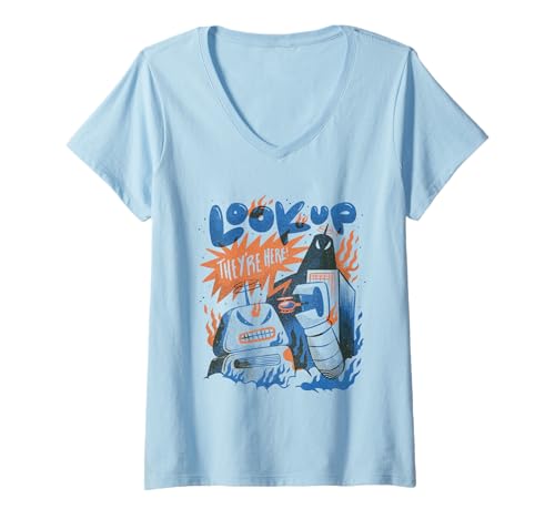 Damen Retro Robot Invasion — Sie sind da — AI Revolution T-Shirt mit V-Ausschnitt Damen Retro Robot Invasion — Sie sind da — AI Revolution T-Shirt mit V-Ausschnitt von Retro Robot Invasion