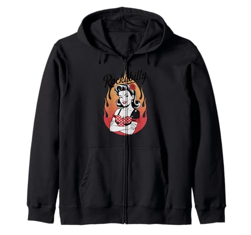 Rockabilly Pin-Up Girl Flames im Retro-Look Kapuzenjacke Rockabilly Pin-Up Girl Flames im Retro-Look Kapuzenjacke von Retro Rockabilly Vintage Style Pin-Up