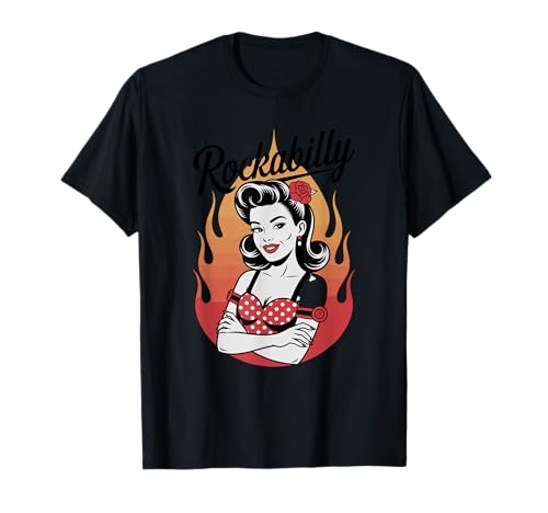 Rockabilly Pin-Up Girl Flames im Retro-Look T-Shirt von Retro Rockabilly Vintage Style Pin-Up