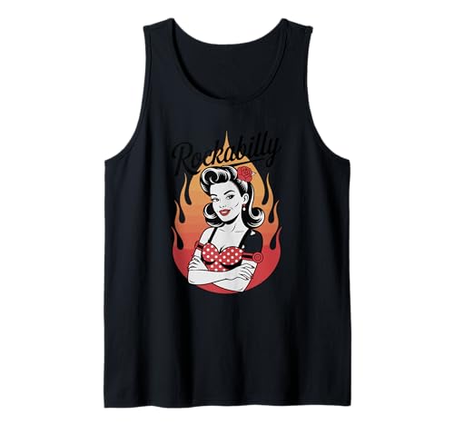 Rockabilly Pin-Up Girl Flames im Retro-Look Tank Top von Retro Rockabilly Vintage Style Pin-Up