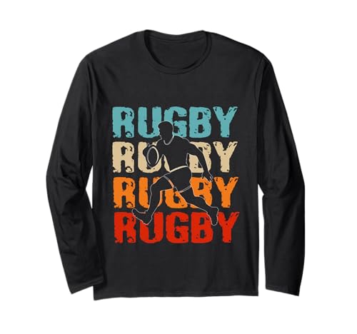 Vintage Rugby Herren Shirt Rugby Liebhaber für Jungen, Kinder und Mädchen Langarmshirt von Retro Rugby tshirt costume men, kids and women