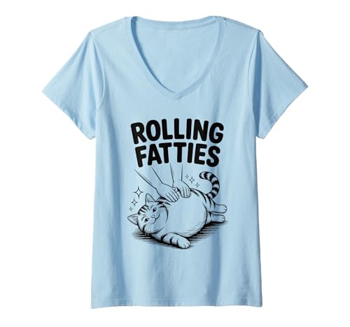 Damen Lustiges Katzen-Meme-Hemd, lustig, Retro-Katzenliebhaber, Witz T-Shirt mit V-Ausschnitt von Retro Sarcastic Cat Meme Humor Graphic Apparel Co.