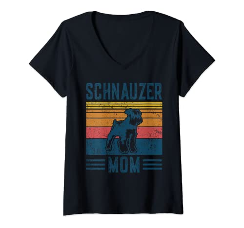 Damen Dog Schnauzer Mom – Vintage Schnauzer Mom T-Shirt mit V-Ausschnitt Damen Dog Schnauzer Mom – Vintage Schnauzer Mom T-Shirt mit V-Ausschnitt von Retro Schnauzer Mom Gift for Women