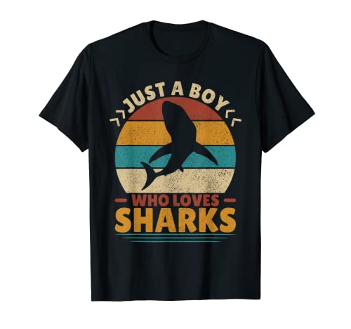 Just A Boy Who Loves Shark Lover Shark Stuff Funny Men Shark Stuff T-Shirt von Retro Shark Outfits For Men, Teen Boys Or Kids