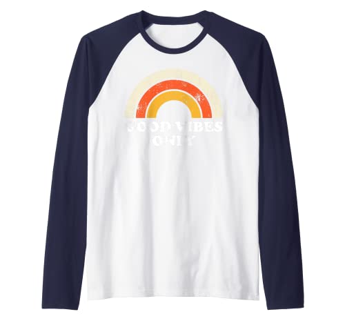 Good Vibes Only Damen Lustiges Shirt Regenbogen Herren Grafik Raglan von Retro Shirts Co18