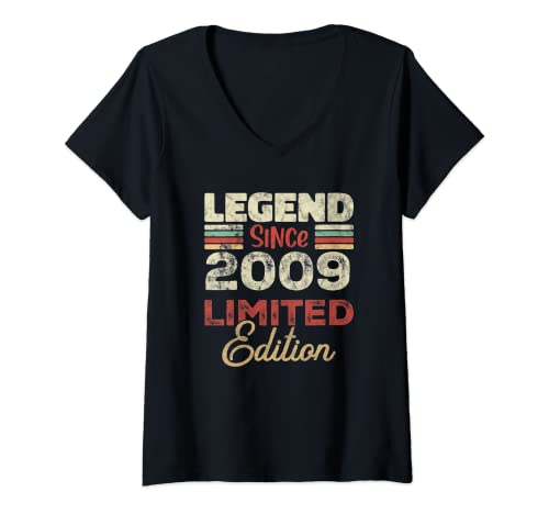 Damen 14th Birthday 14 Year Old Since 2009 Limited Edition T-Shirt mit V-Ausschnitt von Retro Since 2009 Limited Edition Born in 2009