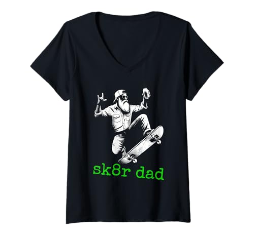 Damen Skater Dad - Vintage Skateboarding Papa Vatertag T-Shirt mit V-Ausschnitt Damen Skater Dad - Vintage Skateboarding Papa Vatertag T-Shirt mit V-Ausschnitt von Retro Skateboarding Apparel Gifts