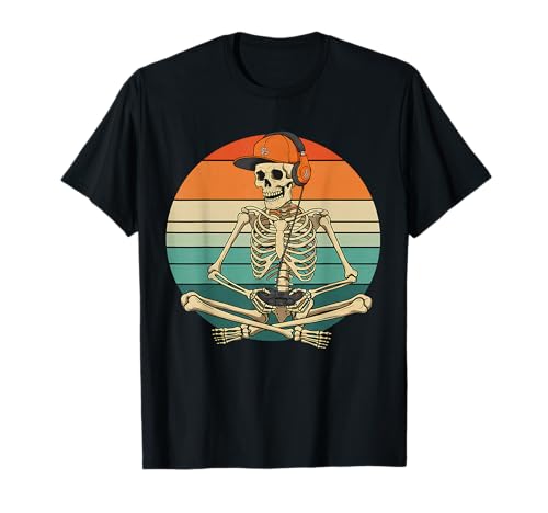 Lustiges Skelett Gamer Geschenke Retro Video Gaming für Männer, Jungen T-Shirt von Retro Skeleton Gaming Gifts for birthdays Men, Boy