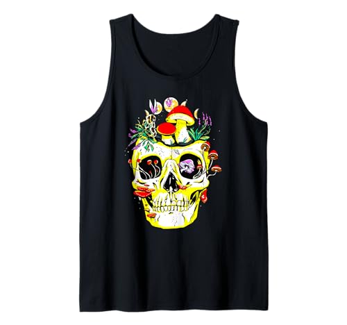 Cottagecore Totenkopf Pilz Retro Boho Herren Damen Goth Vintage Tank Top von Retro Skull Mushroom Men Women Dark Cottagecore