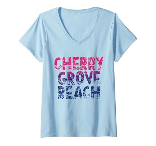Damen Cherry Grove Beach South Carolina 70er Jahre Retro T-Shirt mit V-Ausschnitt Damen Cherry Grove Beach South Carolina 70er Jahre Retro T-Shirt mit V-Ausschnitt von Retro South Carolina Vibes