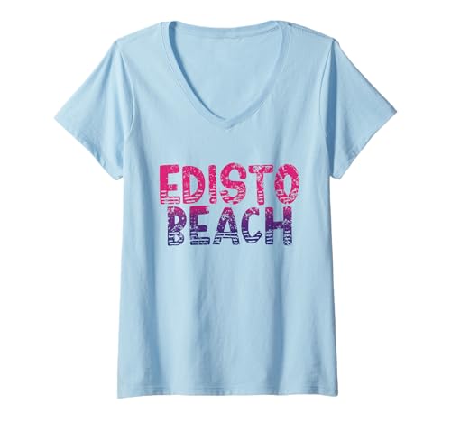 Damen Edisto Beach South Carolina - Edisto Beach SC 70er Jahre Retro T-Shirt mit V-Ausschnitt von Retro South Carolina Vibes