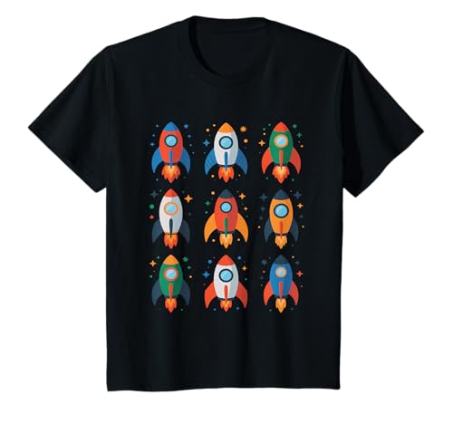 Retro-Raketenschiff, Astronaut, Weltraum, Kleinkinder, Kinder T-Shirt von Retro Space Rocket Astronaut Gifts for Boys Kids