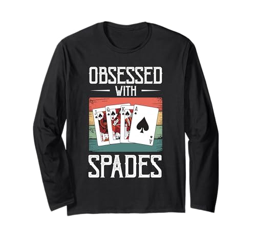 Cooles Kartenspiel Design Für Männer Frauen Spades Turnier Langarmshirt von Retro Spades Trick Taking Kartenspiel Überraschung