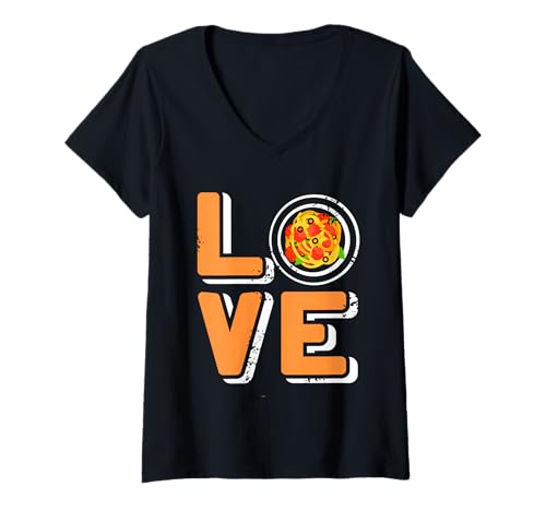 Damen Liebe Spaghetti Schüssel Retro Lustiger Pasta Humor T-Shirt mit V-Ausschnitt Damen Liebe Spaghetti Schüssel Retro Lustiger Pasta Humor T-Shirt mit V-Ausschnitt von Retro Spaghetti Humor Fans
