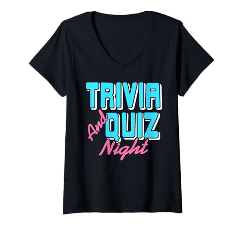 Damen Trivia- und Quiznacht für clevere Köpfe T-Shirt mit V-Ausschnitt Damen Trivia- und Quiznacht für clevere Köpfe T-Shirt mit V-Ausschnitt von Retro Spieleabend Quizliebhaber