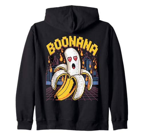 Retro Pixel Boonana Ghost Banana Halloween Lustig Horror Kinder Kapuzenjacke Retro Pixel Boonana Ghost Banana Halloween Lustig Horror Kinder Kapuzenjacke von Retro Spooky Fruit Joke Halloween Costume Apparel