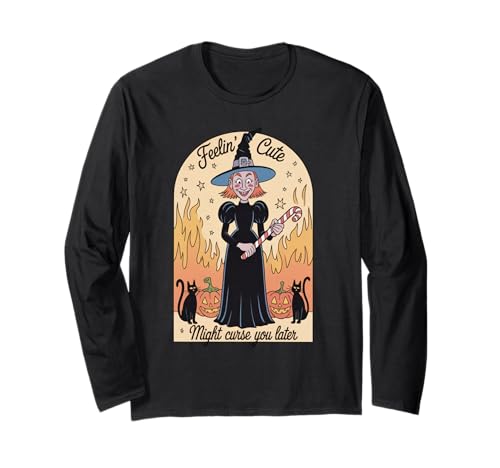 Lustige Hexe Halloween Kürbis Feelin Niedlicher Fluch Frauen Männer Langarmshirt Lustige Hexe Halloween Kürbis Feelin Niedlicher Fluch Frauen Männer Langarmshirt von Retro Spooky Witch Fire Humor Joke Mother Mom Gag