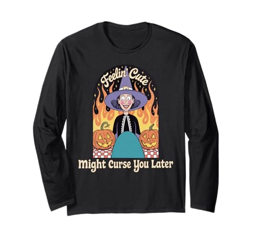 Lustige Hexe Halloween Kürbis Feelin Niedlicher Fluch Frauen Männer Langarmshirt Lustige Hexe Halloween Kürbis Feelin Niedlicher Fluch Frauen Männer Langarmshirt von Retro Spooky Witch Fire Humor Joke Mother Mom Gag