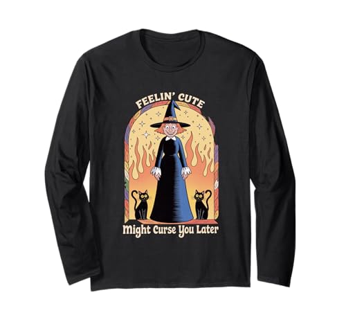 Lustige Hexe Halloween Kürbis Feelin Niedlicher Fluch Frauen Männer Langarmshirt Lustige Hexe Halloween Kürbis Feelin Niedlicher Fluch Frauen Männer Langarmshirt von Retro Spooky Witch Fire Humor Joke Mother Mom Gag