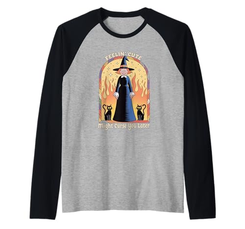 Lustige Hexe Halloween Kürbis Feelin Niedlicher Fluch Frauen Männer Raglan Lustige Hexe Halloween Kürbis Feelin Niedlicher Fluch Frauen Männer Raglan von Retro Spooky Witch Fire Humor Joke Mother Mom Gag