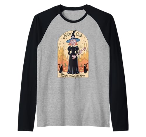 Lustige Hexe Halloween Kürbis Feelin Niedlicher Fluch Frauen Männer Raglan Lustige Hexe Halloween Kürbis Feelin Niedlicher Fluch Frauen Männer Raglan von Retro Spooky Witch Fire Humor Joke Mother Mom Gag