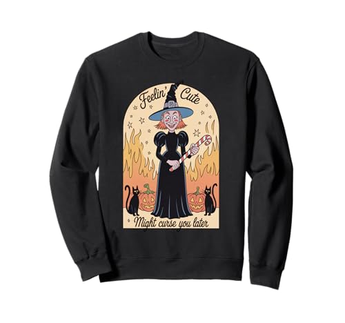 Lustige Hexe Halloween Kürbis Feelin Niedlicher Fluch Frauen Männer Sweatshirt Lustige Hexe Halloween Kürbis Feelin Niedlicher Fluch Frauen Männer Sweatshirt von Retro Spooky Witch Fire Humor Joke Mother Mom Gag
