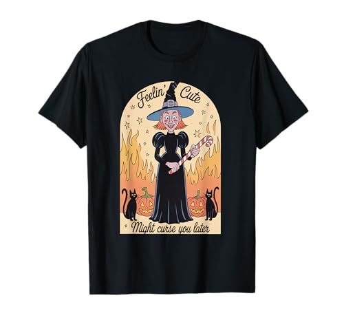 Lustige Hexe Halloween Kürbis Feelin Niedlicher Fluch Frauen Männer T-Shirt Lustige Hexe Halloween Kürbis Feelin Niedlicher Fluch Frauen Männer T-Shirt von Retro Spooky Witch Fire Humor Joke Mother Mom Gag
