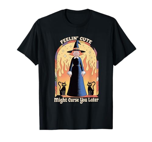 Lustige Hexe Halloween Kürbis Feelin Niedlicher Fluch Frauen Männer T-Shirt Lustige Hexe Halloween Kürbis Feelin Niedlicher Fluch Frauen Männer T-Shirt von Retro Spooky Witch Fire Humor Joke Mother Mom Gag