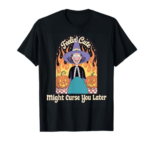 Lustige Hexe Halloween Kürbis Feelin Niedlicher Fluch Frauen Männer T-Shirt Lustige Hexe Halloween Kürbis Feelin Niedlicher Fluch Frauen Männer T-Shirt von Retro Spooky Witch Fire Humor Joke Mother Mom Gag