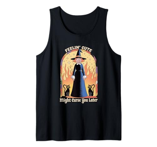 Lustige Hexe Halloween Kürbis Feelin Niedlicher Fluch Frauen Männer Tank Top Lustige Hexe Halloween Kürbis Feelin Niedlicher Fluch Frauen Männer Tank Top von Retro Spooky Witch Fire Humor Joke Mother Mom Gag