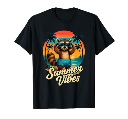 Waschbär mit Sonnenbrille – Hawaii Outfit Damen Herren T-Shirt Waschbär mit Sonnenbrille – Hawaii Outfit Damen Herren T-Shirt von Retro Style Sommer Tops Damen Herren Kleidung