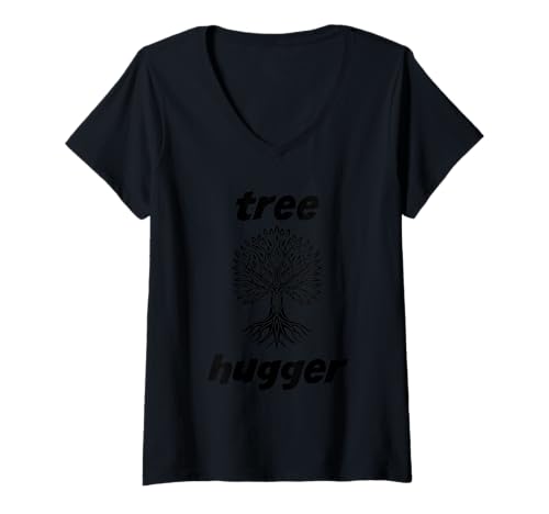 Damen Green Environalist - Tree Hugger Lustiges Geschenk T-Shirt mit V-Ausschnitt von Retro Sun Tees